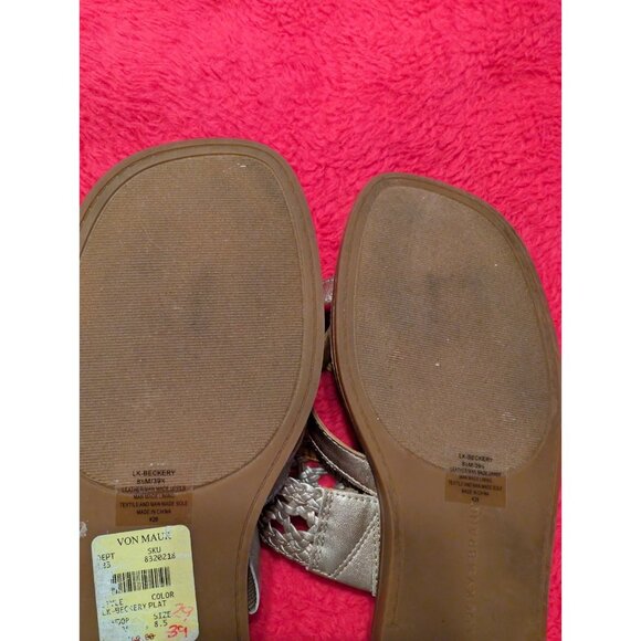 Lucky Brand Beckery Silver Braided Sandals Womens Size 8.5 M Leather Toe Ring - Picture 6 of 6